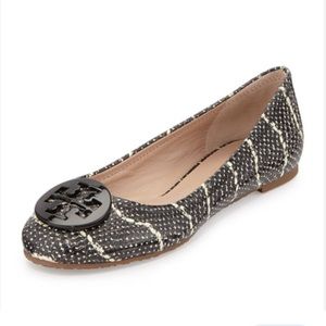 Tory Burch Reva Mojave Python Snake Embossed Leather Ballet Flats